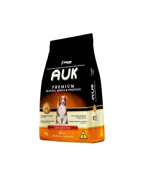 RAÇÃO AUK PREMIUM RAÇAS MEDIAS E GRANDES (FARDO) 1KG