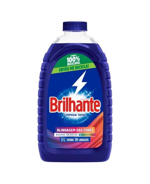 LAVA ROUPAS LIQUIDO BRILHANTE LIMPEZA TOTAL (FRASCO) 3L