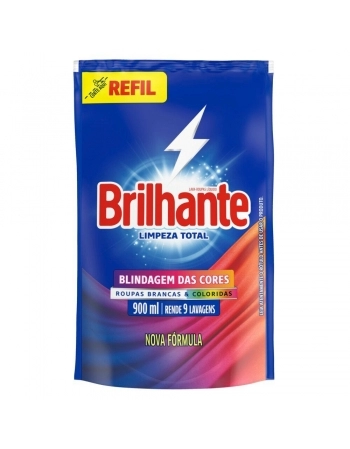 LAVA ROUPAS LIQUIDO BRILHANTE LIMPEZA TOTAL (SACHE) 900ML