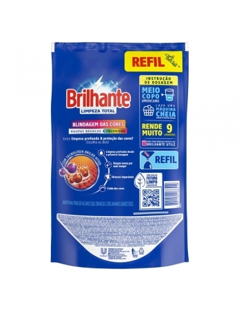 LAVA ROUPAS LIQUIDO BRILHANTE LIMPEZA TOTAL (SACHE) 900ML