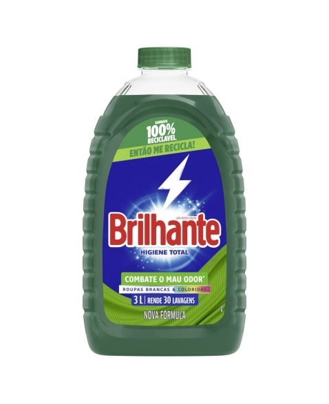 LAVA ROUPAS LIQUIDO BRILHANTE HIGIENE TOTAL (FRASCO) 3L