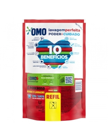 LAVA ROUPAS LIQUIDO OMO LAVAGEM PERFEITA (SACHE) 900ML
