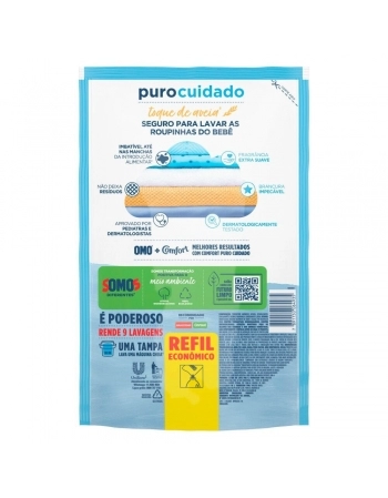 LAVA ROUPAS LIQUIDO OMO +PURO CUIDADO (SACHE) 900ML