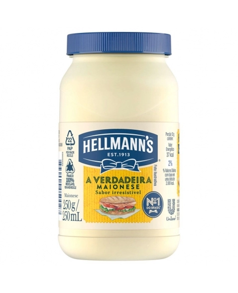 MAIONESE HELLMANNS REGULAR (FRASCO) 250G