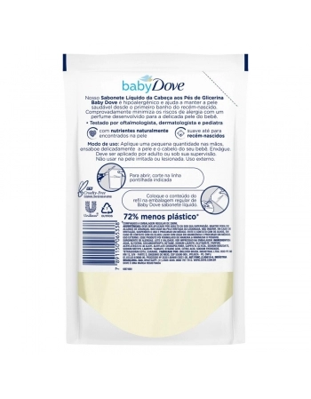 DOVE BABY SAB LIQ HID GLIC RFL 12X180ML