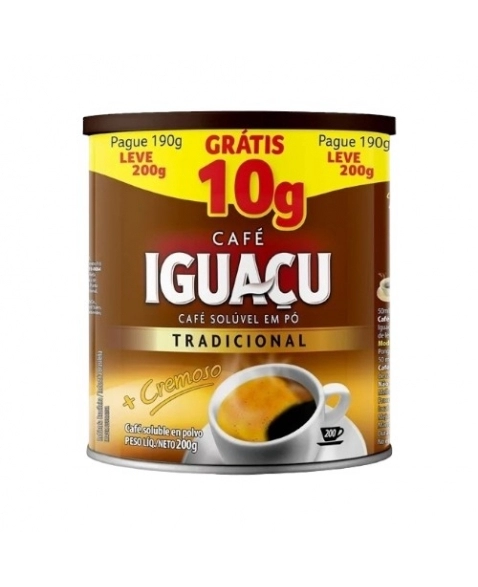 CAFÉ SOLUVEL IGUAÇU TRADICIONAL (GRÁTIS 10G) LATA 200G