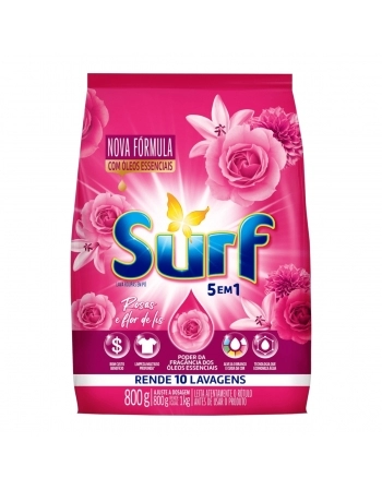 LAVA ROUPAS PÓ SURF ROSAS E FLOR DE LIS (SACHE) 800G