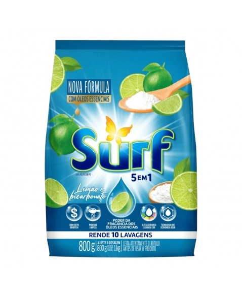 DETERGENTE EM PO SURF LIMÃO E BICARBONATO 800G