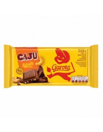 BARRA DE CHOCOLATE GAROTO CASTANHA DE CAJU 16X80G