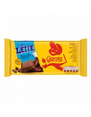 BARRA DE CHOCOLATE GAROTO AO LEITE 16X80G