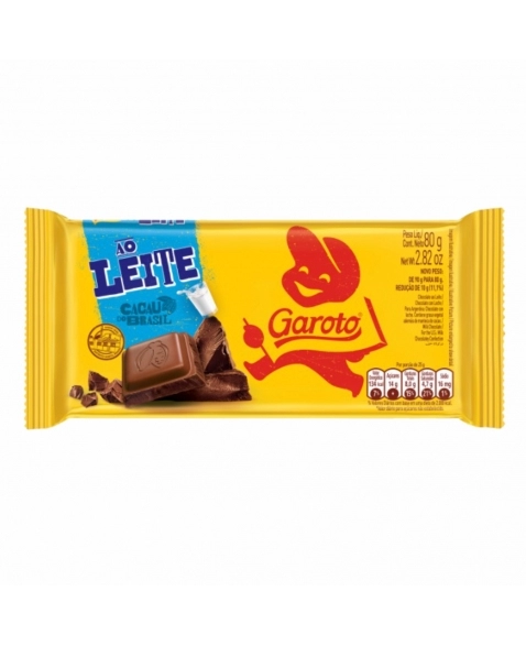 BARRA DE CHOCOLATE GAROTO AO LEITE 16X80G