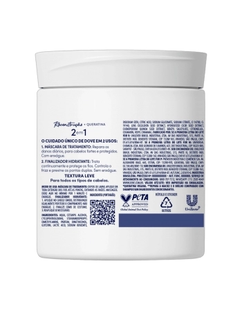 MASCARA DE TRATAMENTO DOVE 2 EM 1 RECONSTRUÇÃO 500G