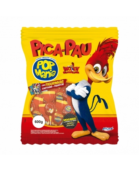 PIRULITO POP MANIA PICA PAU MORANGO 600G