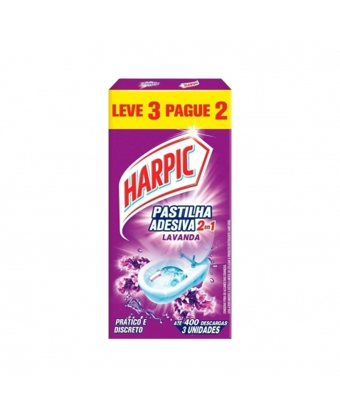 PASTILHA ADESIVA HARPIC 2 EM 1 LAVANDA (LV3/PG2) 27G