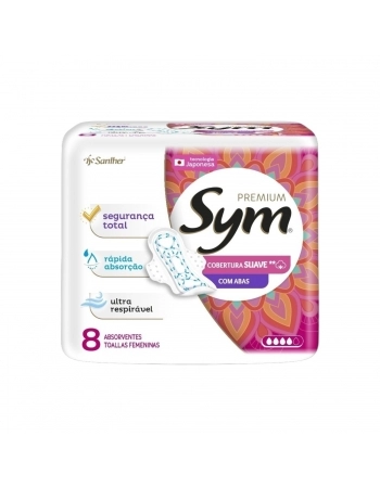 ABSORVENTE SYM PREMIUM SUAVE C/ABAS C/8UN