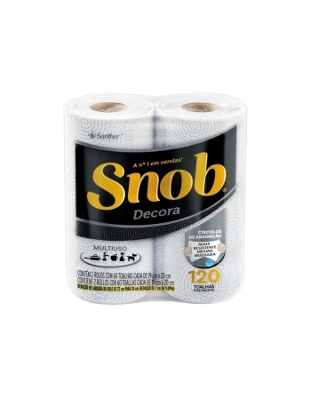 TOALHA DE PAPEL DECORA FOLHA DUPLA SNOB 120 FOLHAS C/2 ROLOS