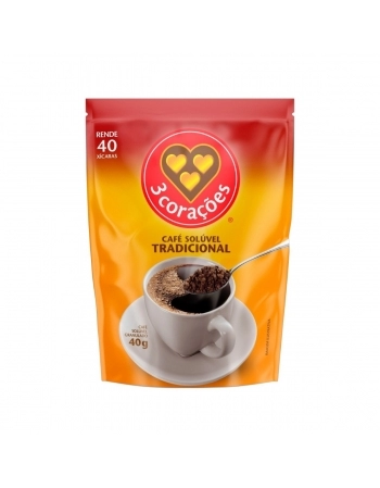 CAFÉ SOLUVEL 3 CORAÇÕES TRADICIONAL SACHE 40G