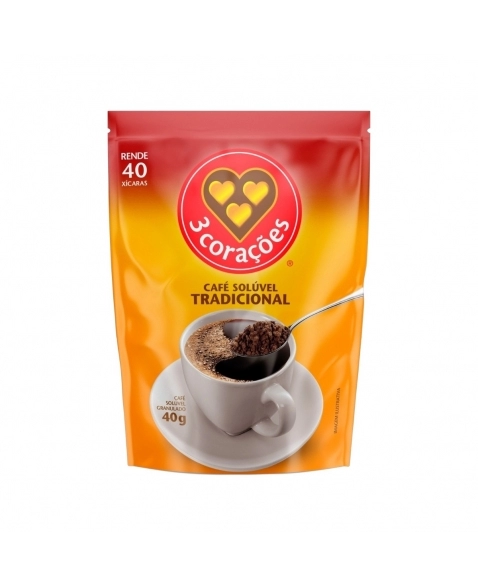 CAFÉ SOLUVEL 3 CORAÇÕES TRADICIONAL SACHE 40G