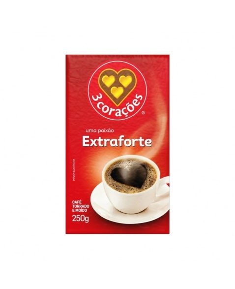 CAFÉ TORRADO E MOIDO 3 CORAÇÕES EXTRA FORTE 250G