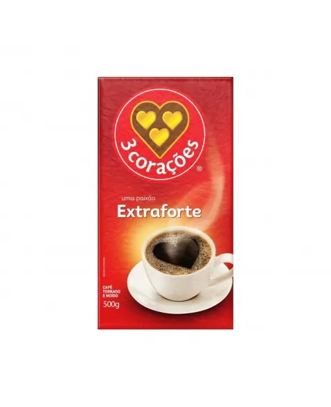 CAFÉ TORRADO E MOIDO 3 CORAÇÕES EXTRA FORTE 500G