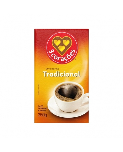 CAFÉ TORRADO E MOIDO 3 CORAÇÕES TRADICIONAL 250G