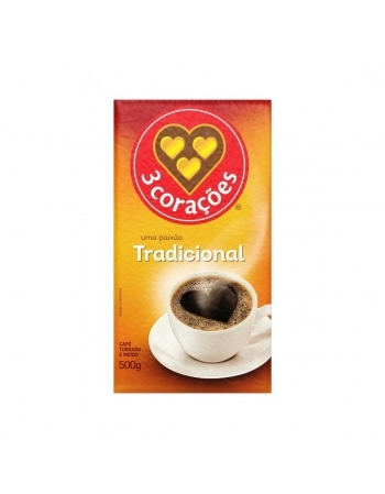 CAFÉ TORRADO E MOIDO 3 CORAÇÕES TRADICIONAL 500G