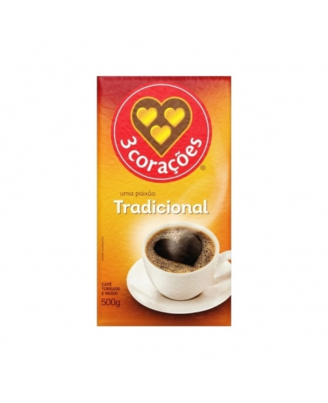 CAFÉ TORRADO E MOIDO 3 CORAÇÕES TRADICIONAL 500G