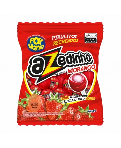 PIRULITO POP MANIA AZEDINHO MORANGO 600G