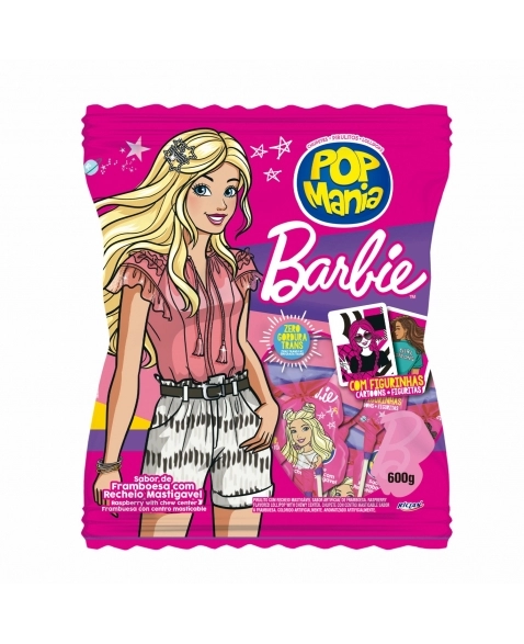 PIRULITO POP MANIA BARBIE GLAM FRAMBOESA 600G