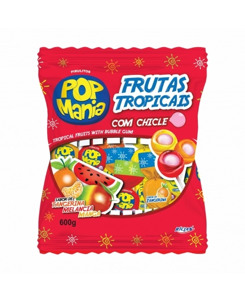 PIRULITO POP MANIA FRUTAS TROPICAIS 600G