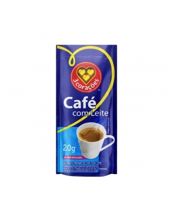 CAFÉ SOLUVEL 3 CORAÇÕES CAFÉ C/LEITE SACHE 20G