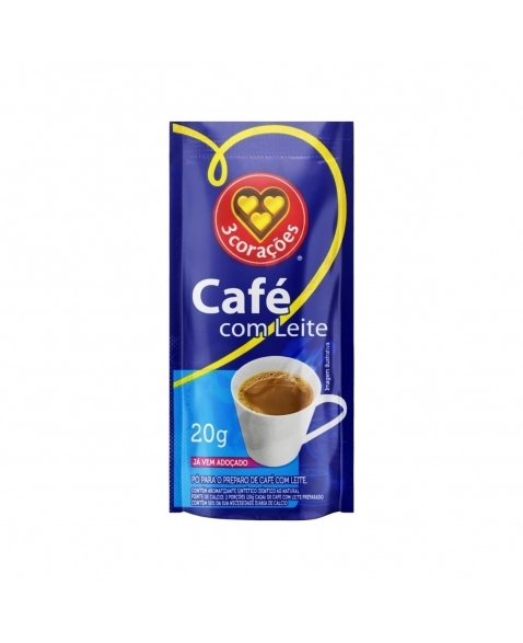 CAFÉ SOLUVEL 3 CORAÇÕES CAFÉ C/LEITE SACHE 20G