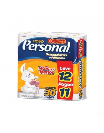 PAPEL HIGIENICO PERSONAL FOLHA SIMPLES NEUTRO (30M) C/12 ROLOS