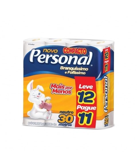 PAPEL HIGIENICO PERSONAL FOLHA SIMPLES NEUTRO (30M) C/12 ROLOS