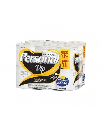 PAPEL HIGIENICO PERSONAL VIP FOLHA DUPLA NEUTRO (20M) (L12P11) C/12 ROLOS